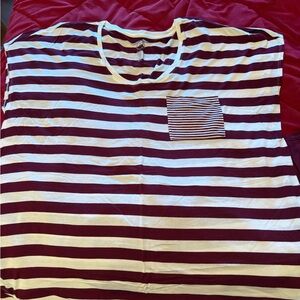 Striped Maroon and White T-Shirt